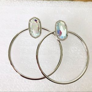 Christmas Sale: Kendra Scott Mayra Hoop Dichroic glass earrings Silver Tone